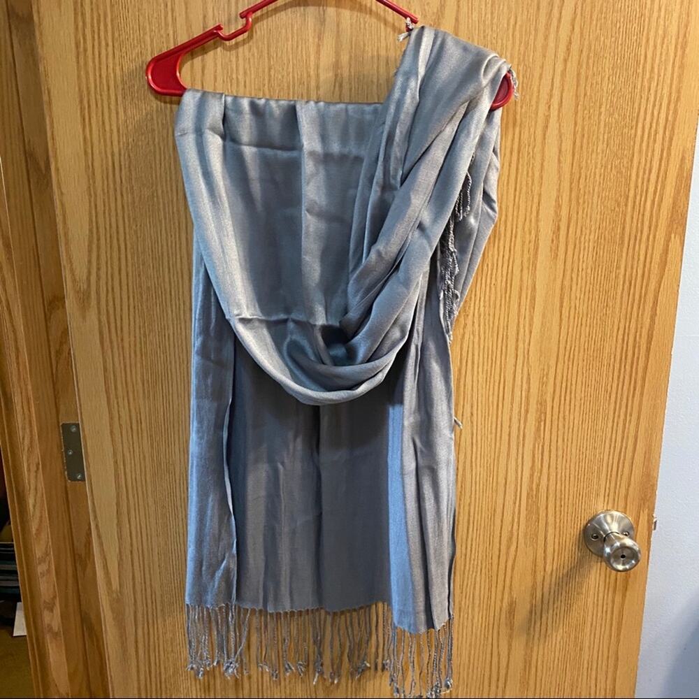 Charming Charlie Gray Blanket Scarf w/ Fringe